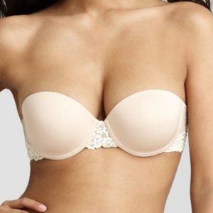 Wacoal Strapless Embrace Push Up Lace Bra Nude Cream 32DD
